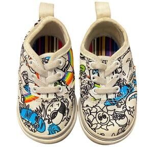 Vans x Crayola Toddler Sneakers‎ Sze 4 Doodle Rainbow Canvas Shoes Elastic Laces